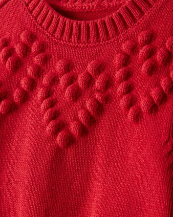 Baby Girl Heart Long-Sleeve Sweater - Red, 