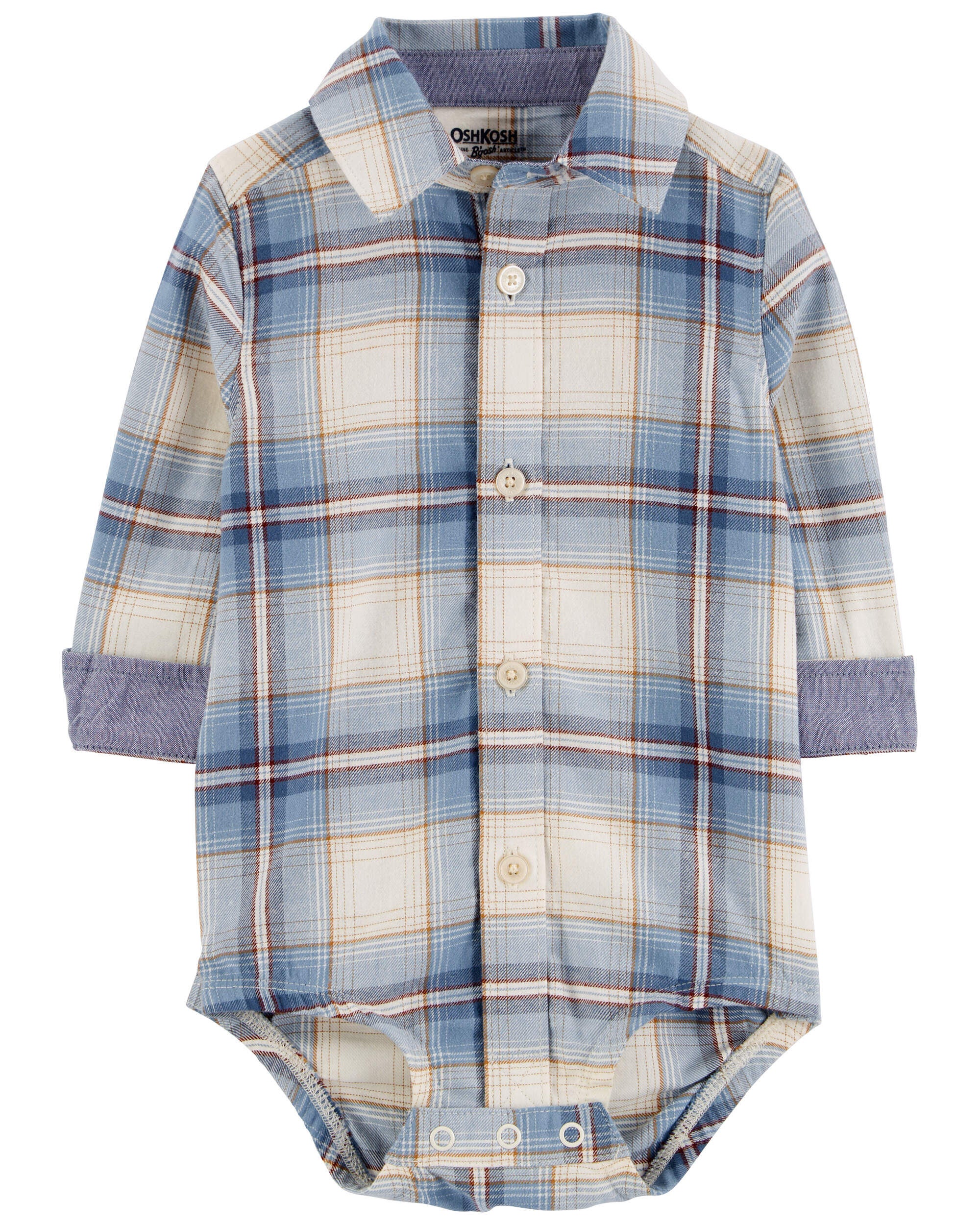 Baby Boys Baby Plaid Button Front Bodysuit 24M OshKosh Bgosh