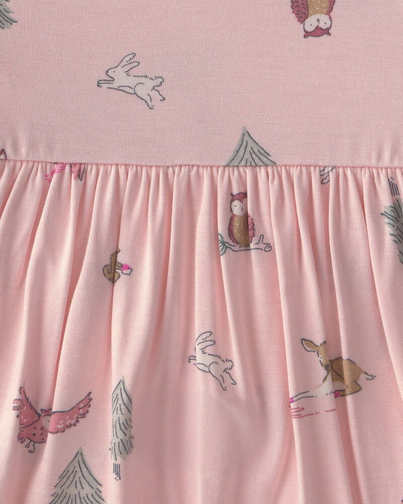 Baby Girl Woodland PurelySoft&trade; Long-Sleeve Bodysuit Dress - Pink, image 4 of 6 slides