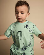 Tout-petit - T-shirt d&eacute;contract&eacute; &agrave; imprim&eacute; de th&egrave;me musical - Vert, image 4 sur 6 diapositives