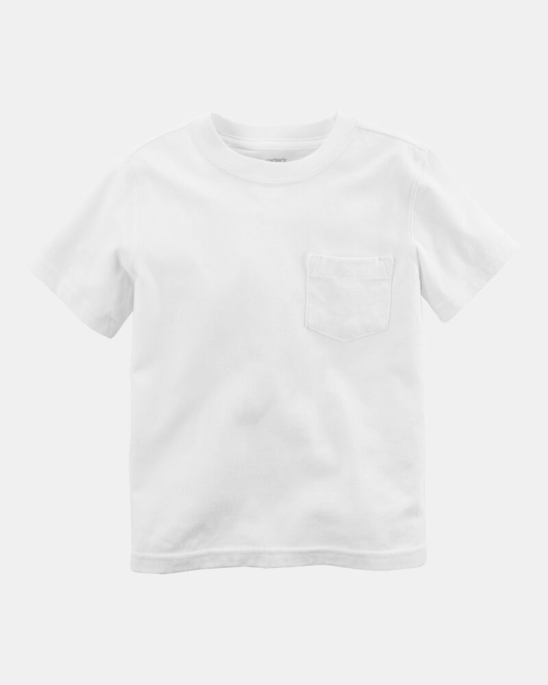 Baby Solid Short-Sleeve Pocket Tee - White, image 1 of 3 slides