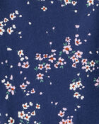 Girls Floral Print Long Sleeve Cotton Dress - Navy, image 3 of 4 slides