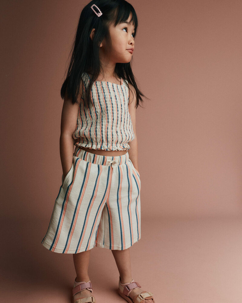 Tout-petit fille - Pantalon capri &agrave; jambes larges &agrave; rayures - Cr&egrave;me, image 1 sur 7 diapositives