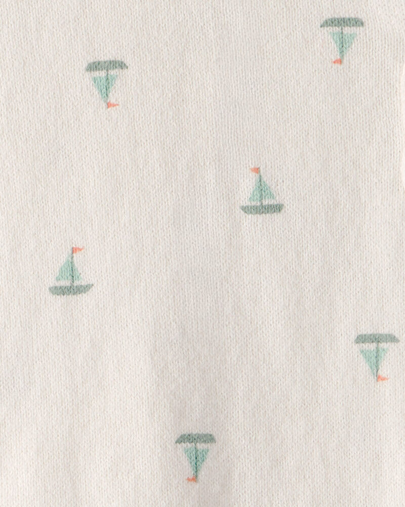 Baby 2-Piece Sailboat Sweater Top & Short Set - Ivory, image 2 of 3 slides