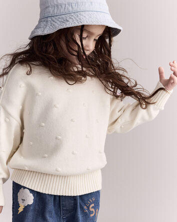 Toddler Girl Popcorn Sweater - Cream, 