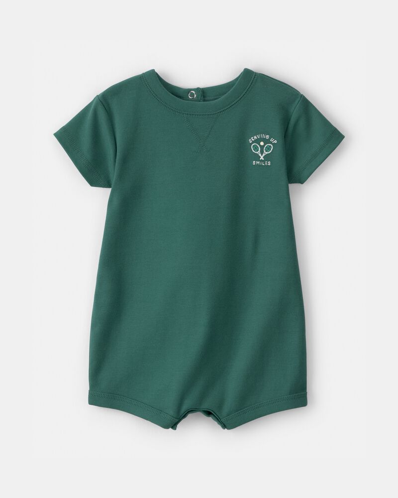 Baby Tennis Short-Sleeve Romper - Green, image 1 of 4 slides