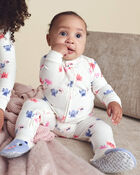 Baby Girl 1-Piece Monster 2-Way Zip DreamPlush Snug Fit Footed Pyjama - Cream, image 3 of 8 slides