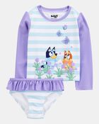 Toddler Girl Bluey&trade; 2-Piece Rashguard Swimsuit Set - Blue/Purple, image 1 of 2 slides