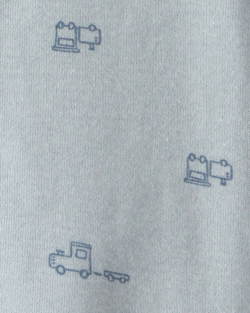Baby Boy Train Long-Sleeve Sleeper Gown - Blue, image 2 of 5 slides