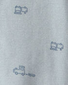Baby Boy Train Long-Sleeve Sleeper Gown - Blue, image 2 of 5 slides