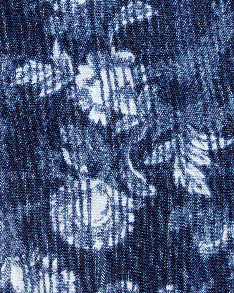 Toddler Iconic Denim Floral Shortalls - Blue, image 3 of 4 slides