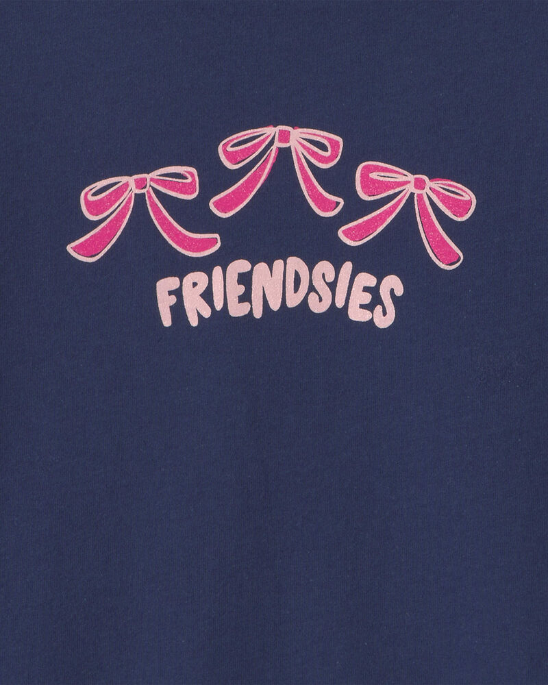 Girls 'Friendsies' Long-Sleeve Graphic Tee - Navy Blue, image 2 of 3 slides