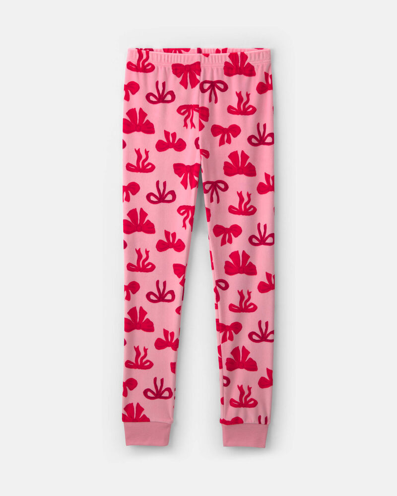 Girls 2-Piece Bows DreamPlush Snug Fit Pyjama Set - Pink, image 2 of 5 slides