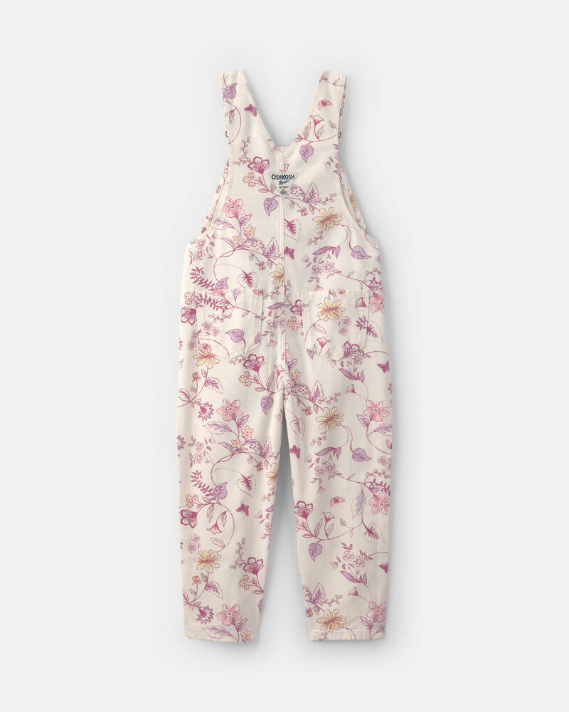 Toddler Girl Floral Overalls - Ivory, image 2 of 4 slides