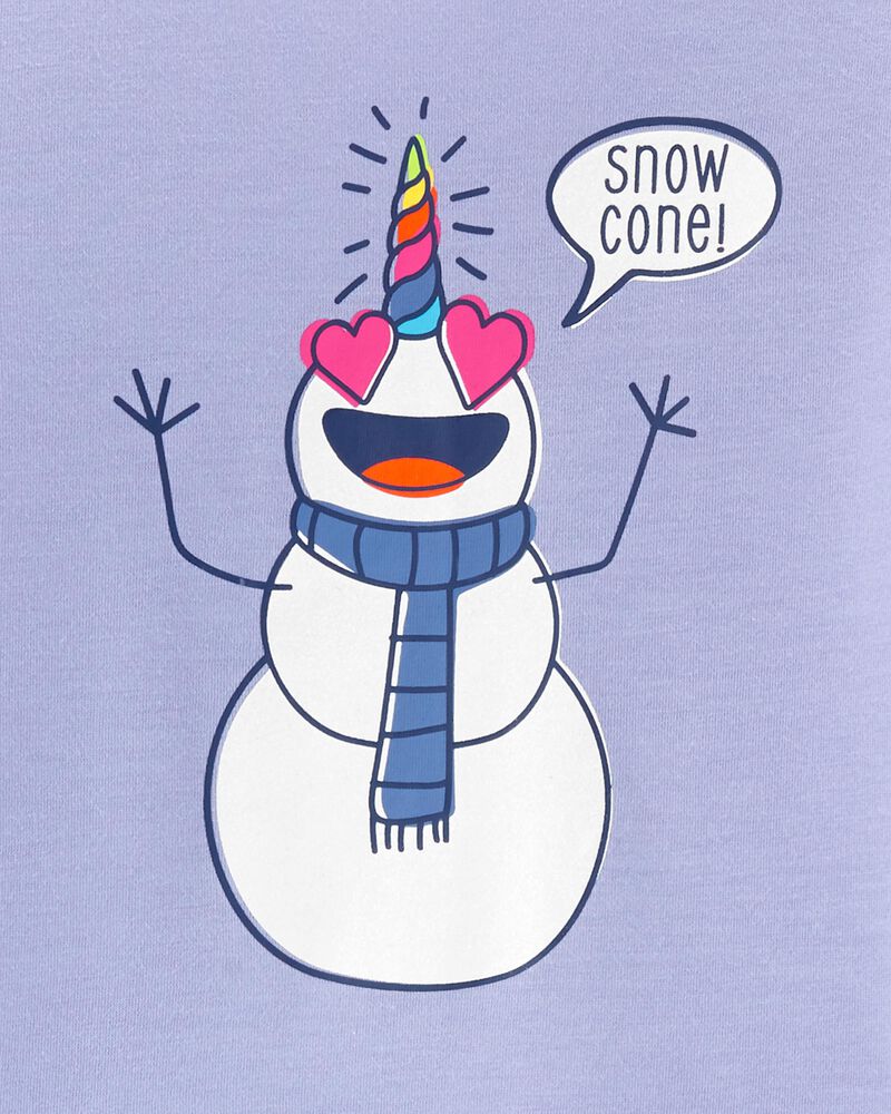 Pyjama 2 pi&egrave;ces licorne bonhomme de neige, image 2 sur 2 diapositives