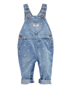 B&eacute;b&eacute; Salopette en denim tricot&eacute; &agrave; motifs de c&oelig;urs - Bleu, image 1 sur 3 diapositives