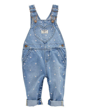 B&eacute;b&eacute; Salopette en denim tricot&eacute; &agrave; motifs de c&oelig;urs - Bleu, 