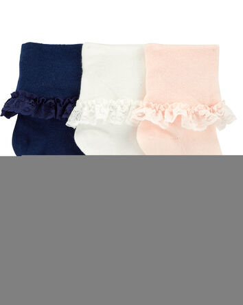 3-Pack Lace Cuff Socks, 