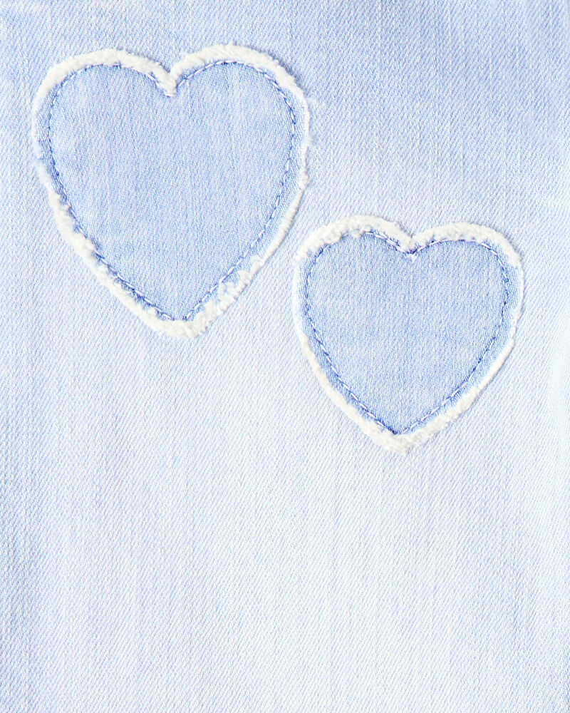 Toddler  Heart Embroidered Iconic Denim Wide Leg Jeans - Ozone Wash, image 5 of 6 slides