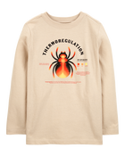 Kid Spider Cotton Blend Long-Sleeve Tee - Khaki, image 1 of 3 slides