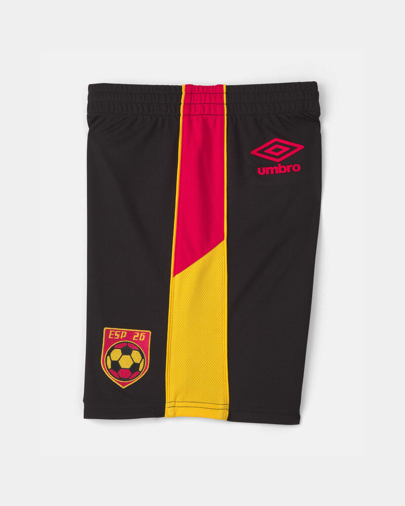 Kid Umbro Spain Mesh Soccer Shorts - Red/Yellow/Black, image 3 of 6 slides