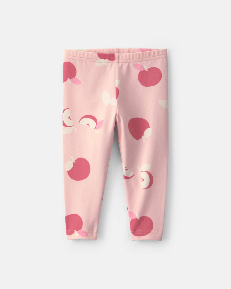 Baby Girl Apple Pull-On Stretch Leggings - Pink, image 1 of 4 slides