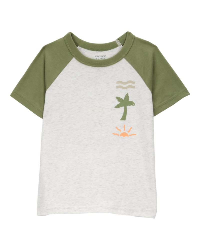 Toddler Tropical Woven Short-Sleeve Tee - Gray, image 1 of 4 slides