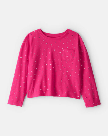 Filles - Haut &agrave; poche &agrave; motif floral - Rose, 