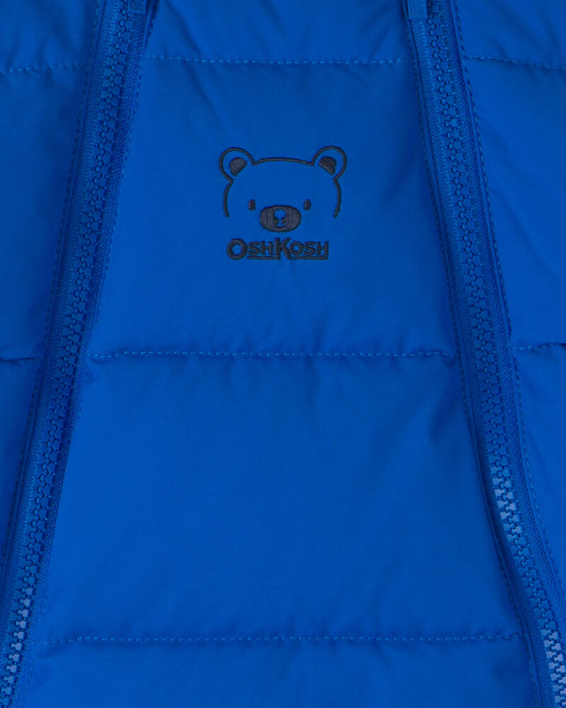 Baby Boy Solid 1 Piece  Puffer Snowsuit- Royal Blue, image 3 of 3 slides