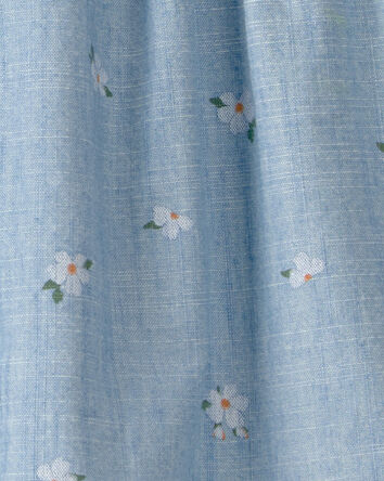 Baby Girl 2-Piece Floral Chambray Top & Short Set - Blue, 