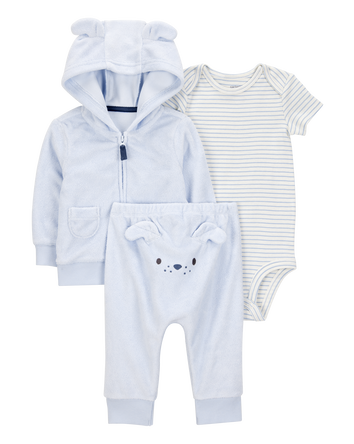 Baby 3-Piece Dog Little Cardigan Set, 
