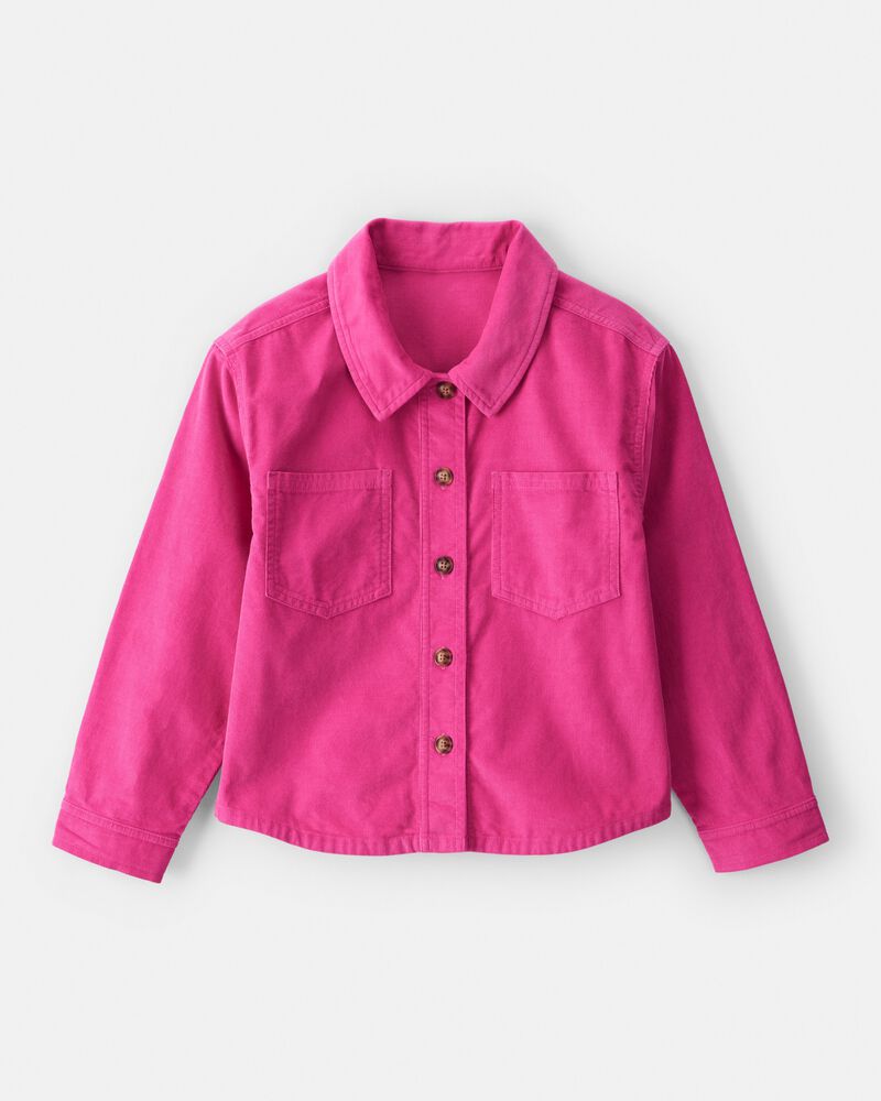 Girls Corduroy Button-Down Shirt - Pink, image 1 of 3 slides