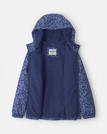 Girls Mid Weight Navy Floral Jacket- Navy, 