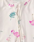 Baby Girl Flamingo PurelySoft 2-Way Zip Snug Fit Sleeper - Ivory, image 6 of 9 slides
