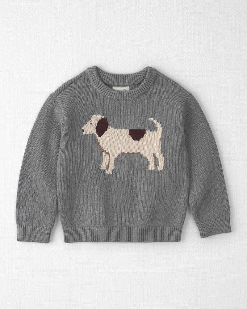 Toddler Organic Cotton Dog Sweater Knit Pullover, image 1 of 5 slides
