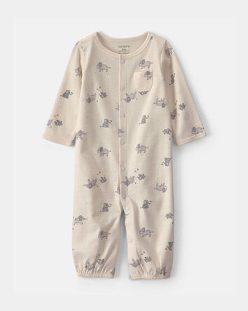 Baby Elephant 100% Cotton Converter Gown - Ivory, 