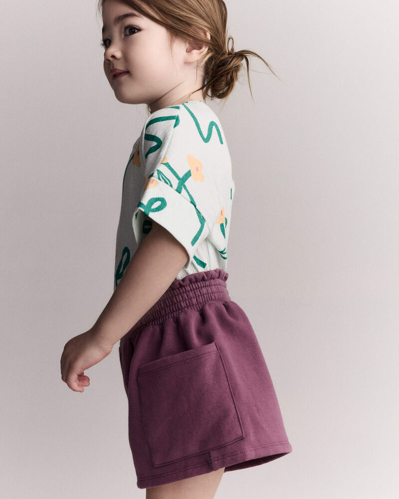 Tout-petit fille - T-shirt &agrave; manches chauve-souris &agrave; coupe asym&eacute;trique, imprim&eacute; floral - Vert clair, image 6 sur 6 diapositives