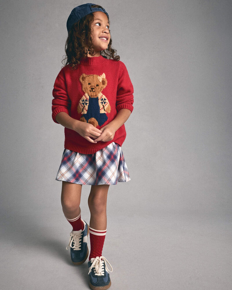 Toddler Girl Plaid Twill Skort - Navy Blue, image 2 of 6 slides