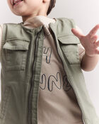 Toddler Zip-Up Vest - Olive, image 2 of 8 slides