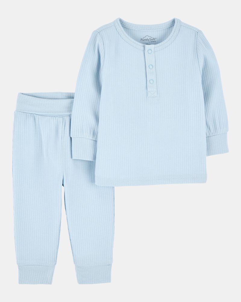 Baby Boy 2-Piece PurelySoft Outfit Set - Blue, image 1 of 5 slides