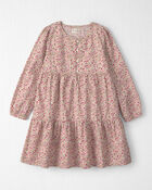 Girls Organic Cotton Dobby Dress in Floral, image 1 of 5 slides