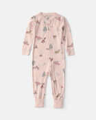 B&eacute;b&eacute; fille - Pyjama ajust&eacute; 1-pi&egrave;ce PurelySoft &agrave; motif Woodland - Rose, image 1 sur 7 diapositives