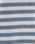 Bébé - Grenouillère rayée bleu en coton biologique , image 3 sur 3 diapositives