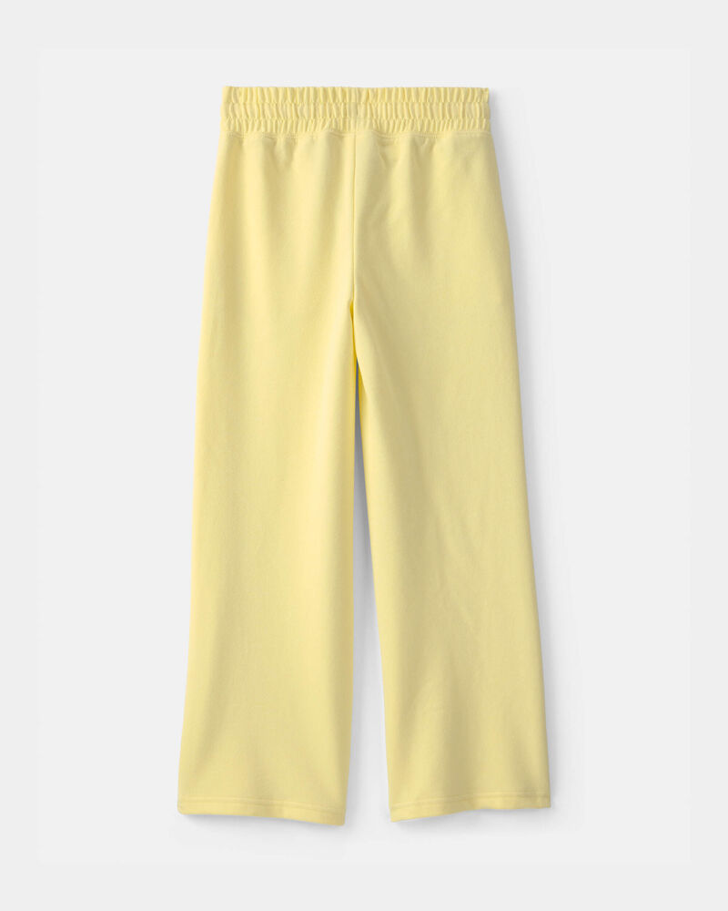 Filles - Pantalon &agrave; jambe large en jersey bouclette - Jaune, image 3 sur 4 diapositives
