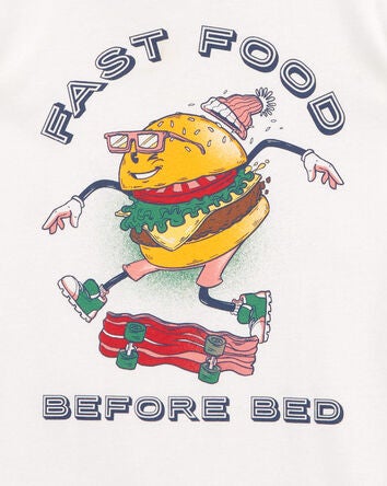 Kid 4-Piece Fast Food Before Bed 100% Snug Fit Cotton Pyjamas, 