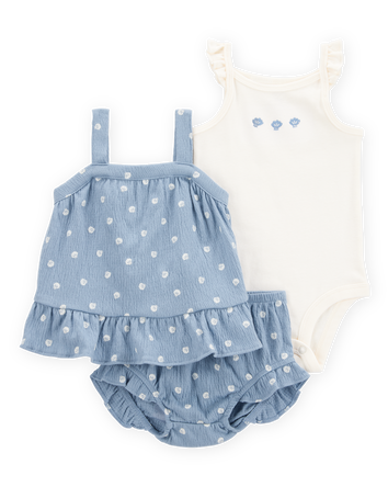 Baby 3-Piece Shell Print Little Short Set, 
