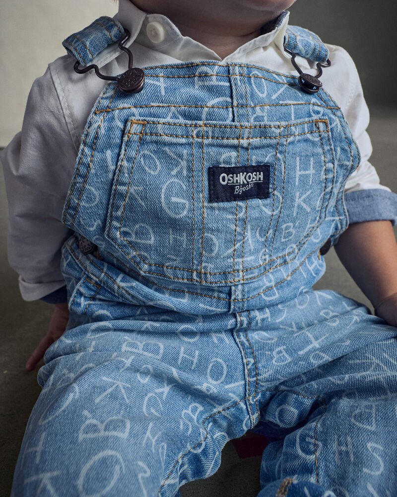 Baby Alphabet Overalls - Light Wash, image 4 of 8 slides