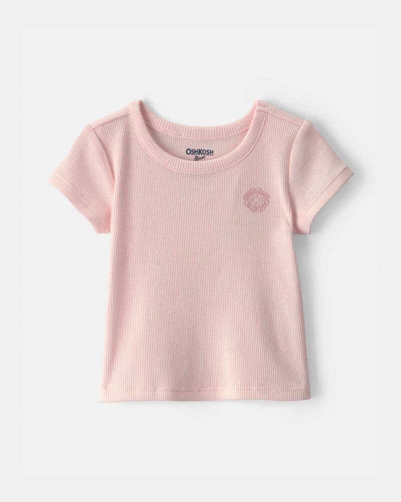 Baby Girl OshKosh Logo Ribbed Tee - Pink, image 1 of 3 slides
