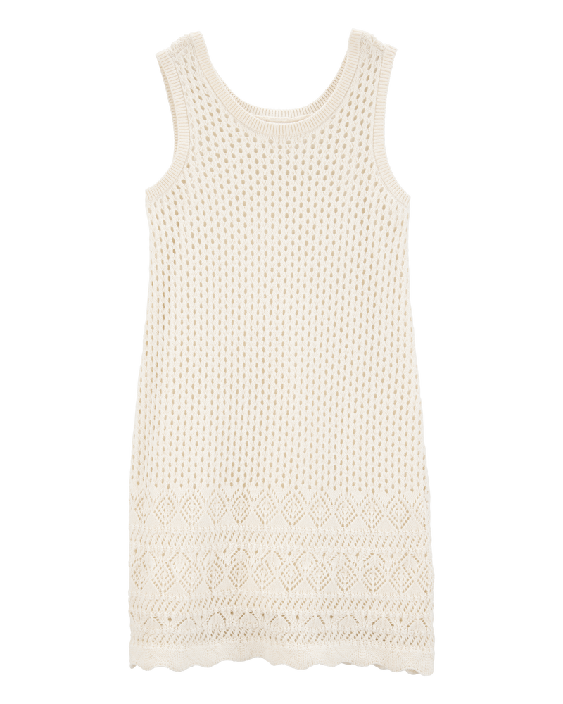 Enfant Robe sans manches en tricot à motif pointelle - Ivoire, image 1 sur 5 diapositives