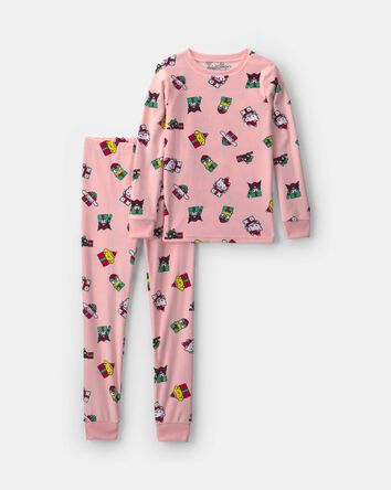 Girls 2-Piece Hello Kitty Heart Christmas DreamPlush Snug Fit Pyjama Set - Pink, 